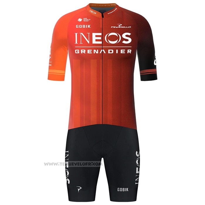 2024 Maillot Cyclisme Ineos Grenadiers Rouge Noir Manches Courtes et Cuissard